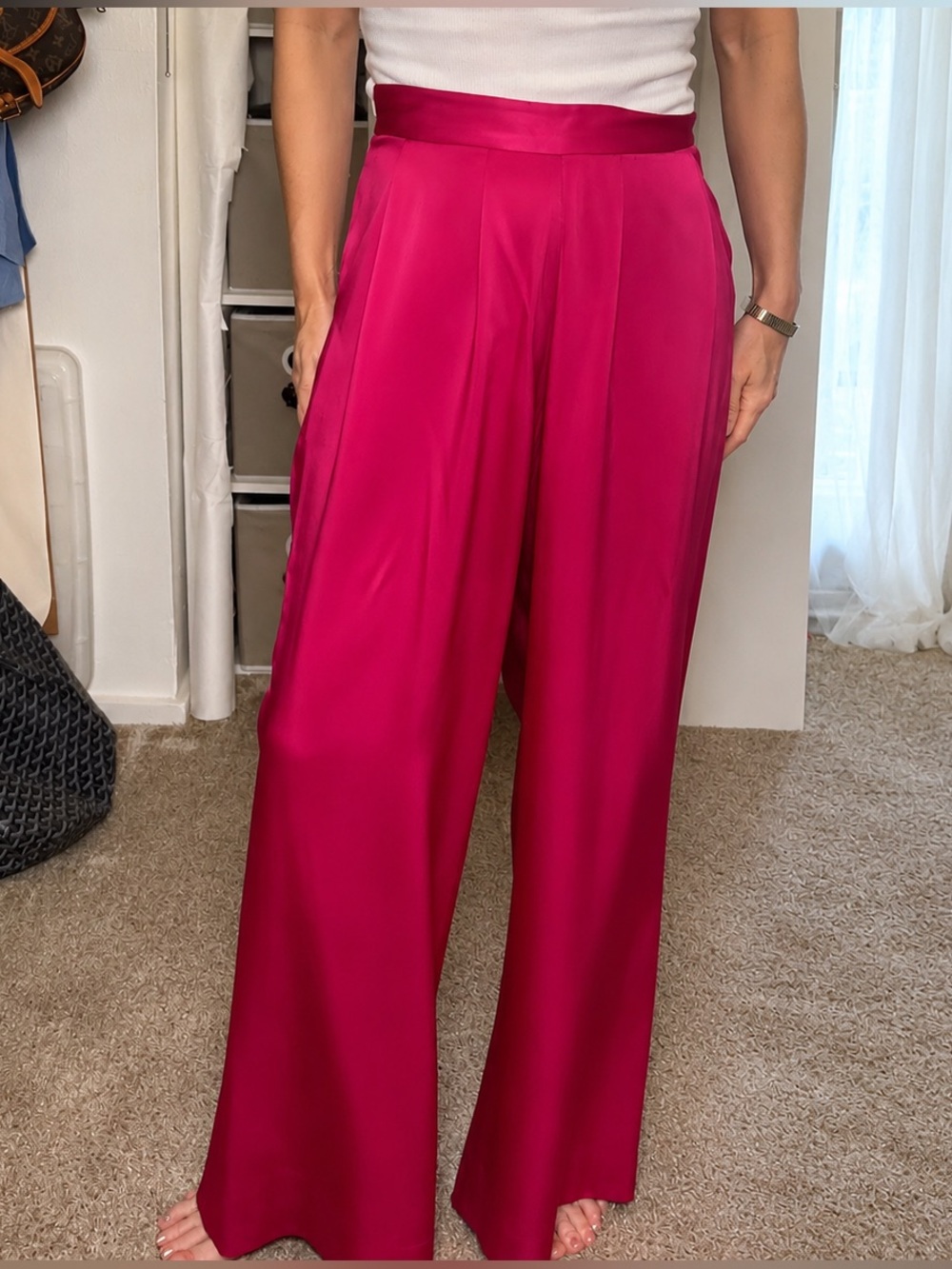 Ramy Brook Wide-Leg Satin Pants in Fuchsia * Read Description